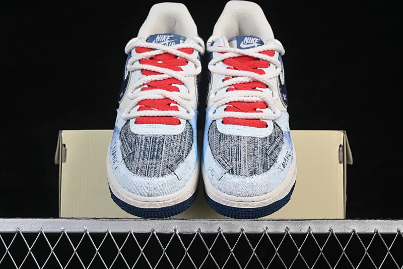 All categories Nk Air Force 1 Air Force series Nk Air Force 1 Low Air Force low-top Nike Air Force 1'07 Low "Indigo-Dyed Love" Hand-painted graffiti Blue-dyed love Air Force 1 low-top casual sneakers FB0607-707